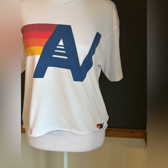 Aviator Nation Women’s LOGO BOYFRIEND TEE - WHITE Size Small - Picture 3 of 6